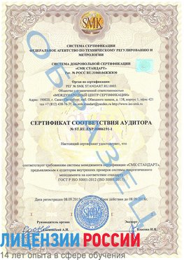 Образец сертификата соответствия аудитора №ST.RU.EXP.00006191-1 Черногорск Сертификат ISO 50001
